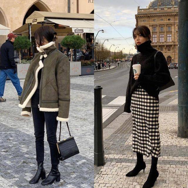 机车|米色的绒外套很保暖的感觉，内搭件短裙一双过膝长靴弥补了短裙带来的寒冷感觉