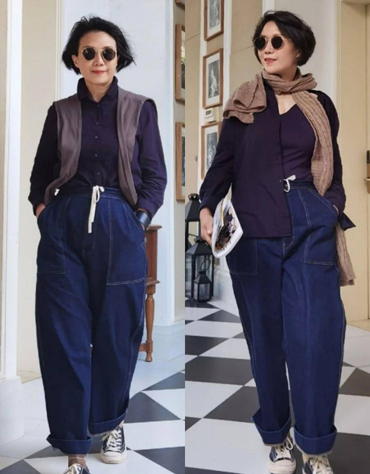 本白色 懂得打扮比身材好重要，瞧这位微胖大妈的着装，年过半百依旧迷人