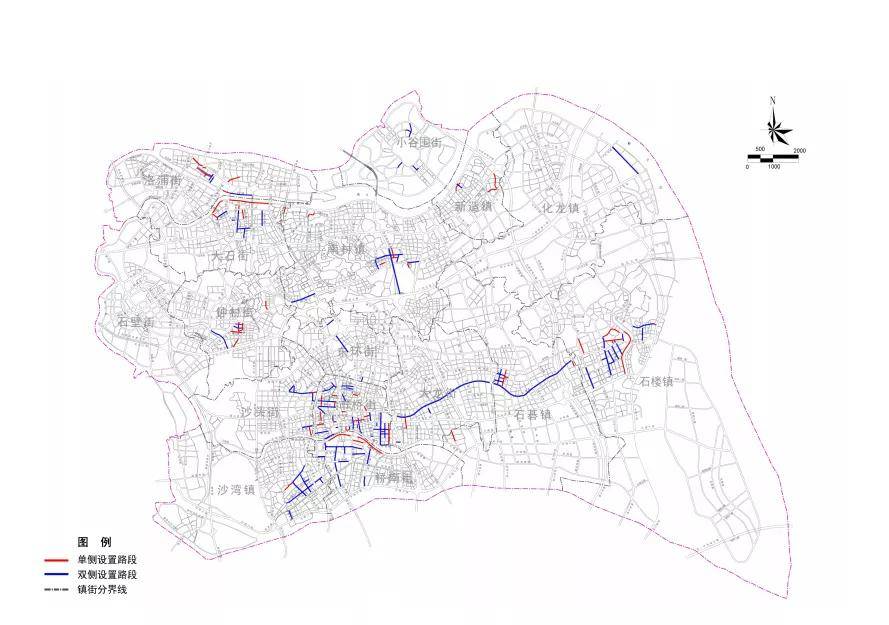 番禺區現狀路內停車設施在各鎮街分佈中,市橋街共設置 42 處路內停車