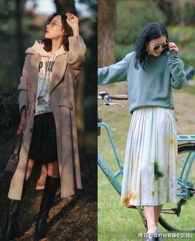 卫衣 卫衣下面别总配牛仔裤，今年流行这样穿，时髦耐看又大方