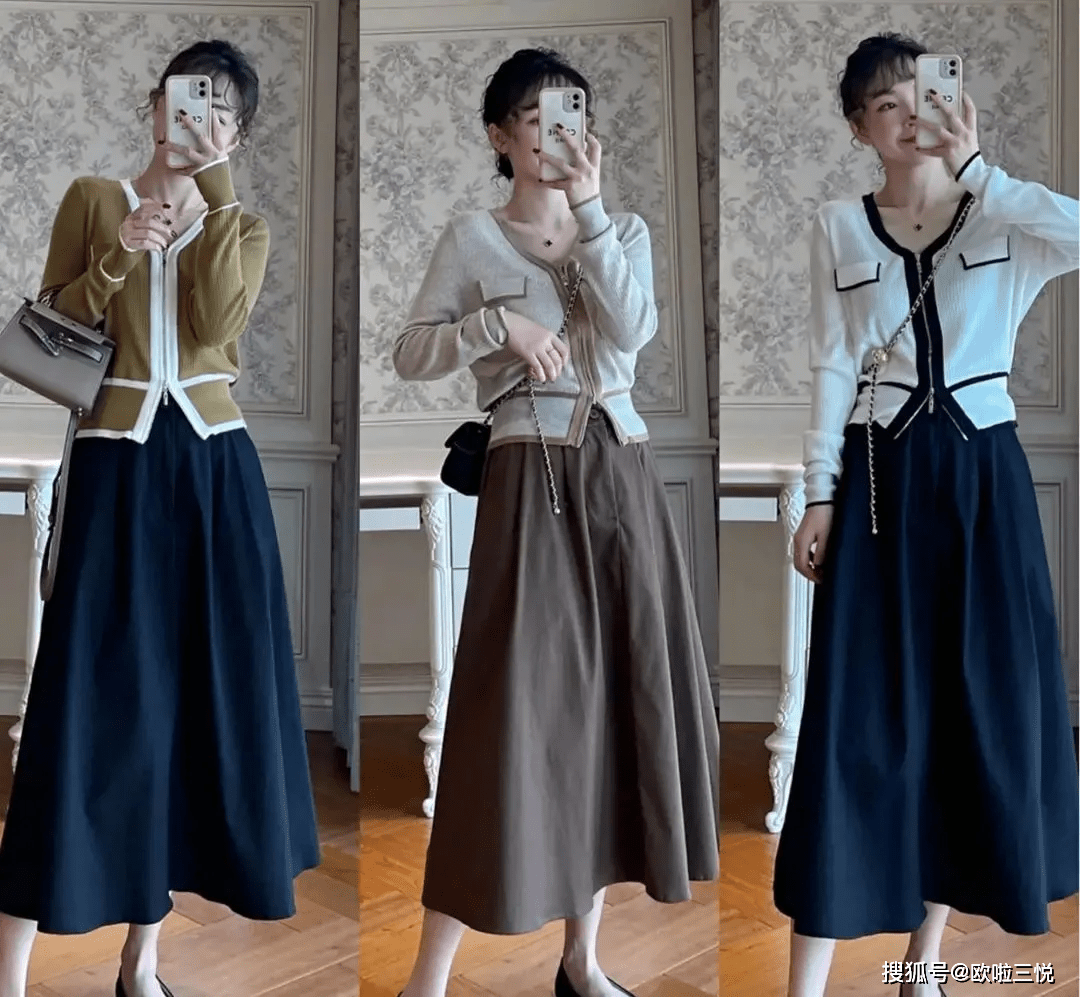 毛衣 40岁女生秋天穿搭：毛衣+半裙的搭配，简约雅致很有女人味