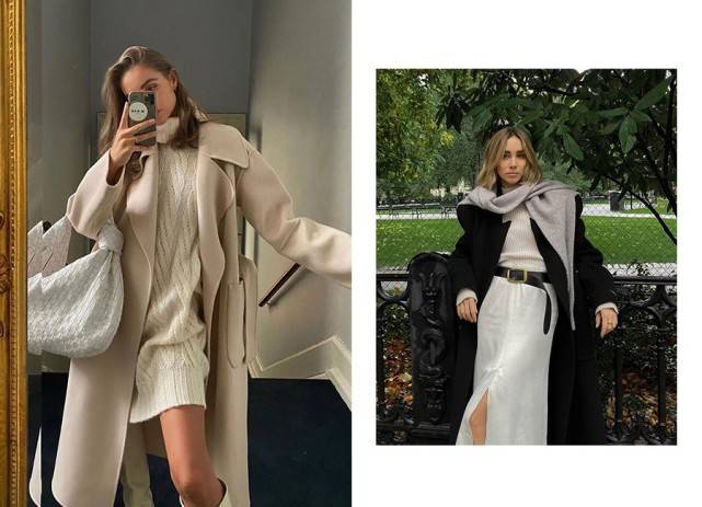风衣 安全区的白色毛衣怎么穿？2招get知性温柔感，基础款也可以很高级