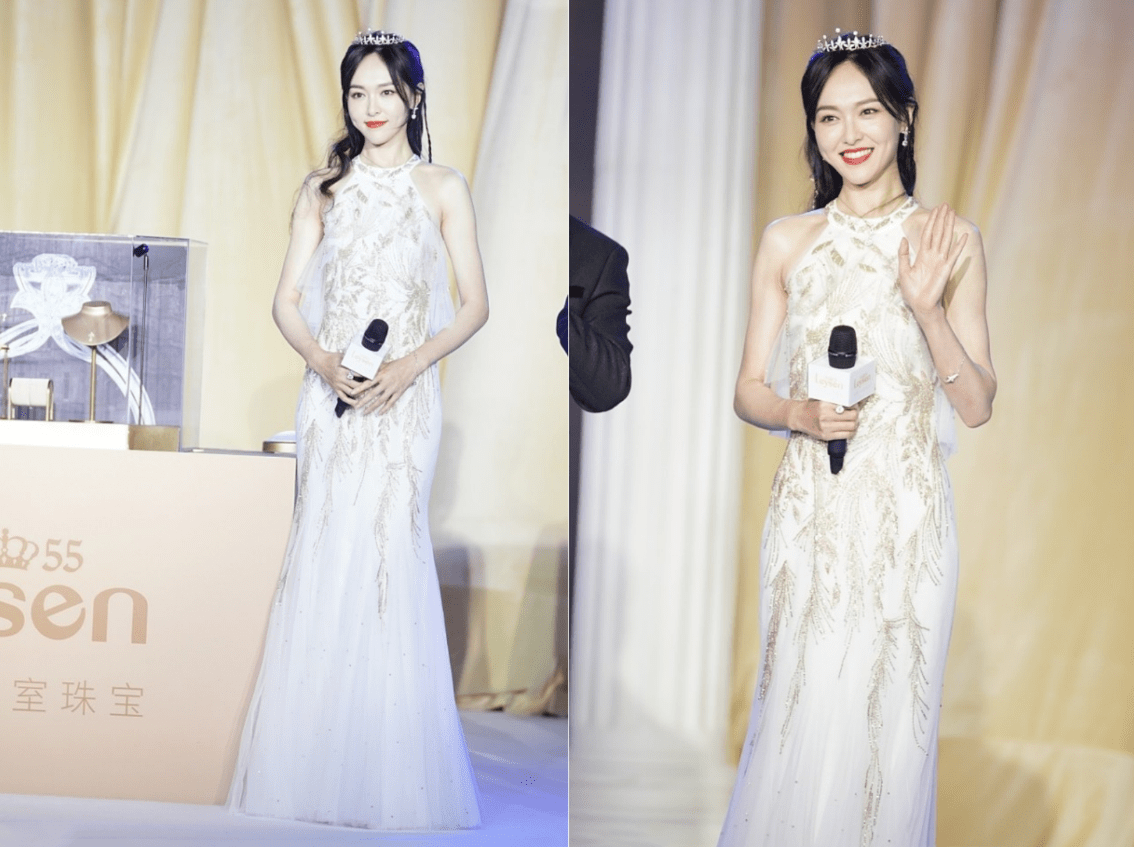 仙女 路人镜头下的唐嫣都能美到心坎里,穿粉裙配王冠,是公主也是女王