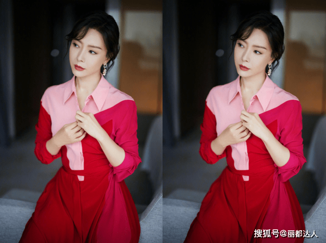 魅力 陈数的气质好难超越，粉色拼接长裙显成熟女人魅力，优雅又迷人