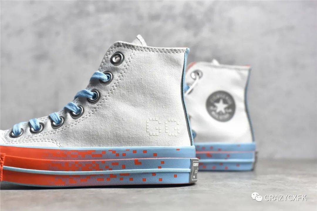 天蓝色 匡威游戏主题 Converse Chuck Taylor All Star 1970s 白蓝砖红马赛克帆布鞋