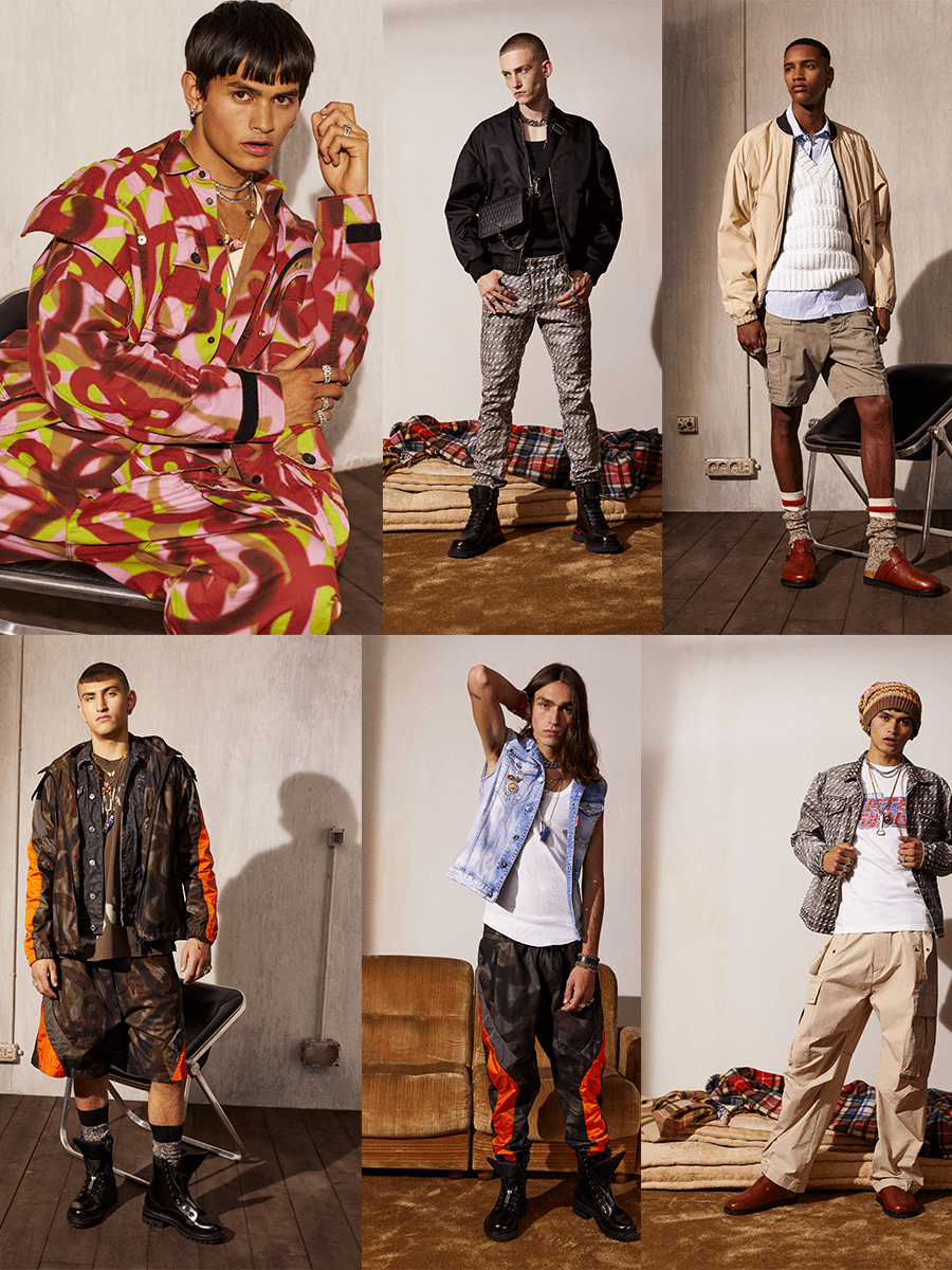 图案 Dsquared2 2022春季，看起来并不怎么搭调的穿搭，则更为坚强
