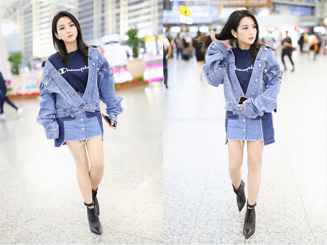 整体 女明星说瘦就瘦!何洁穿牛仔外套配紧身裤,小腿不仅细线条也匀称