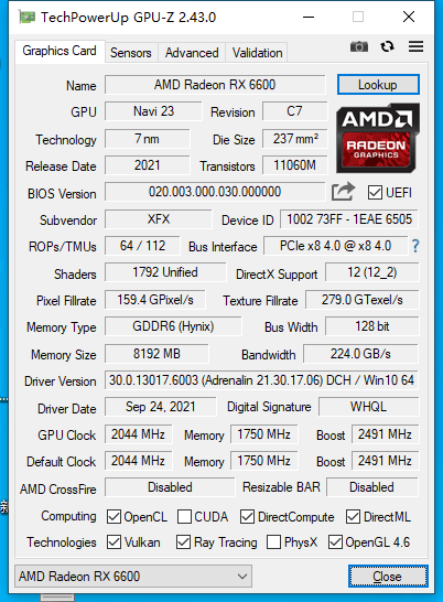 系列|1080P新王者降临 AMD Radeon RX 6600显卡首发评测