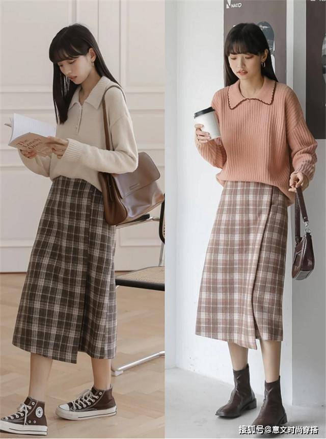 身材 最近火了一种穿法：毛衣+半身裙，照着穿洋气显瘦，温暖整个冬天