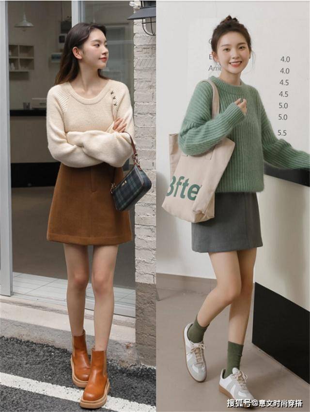 身材 最近火了一种穿法：毛衣+半身裙，照着穿洋气显瘦，温暖整个冬天