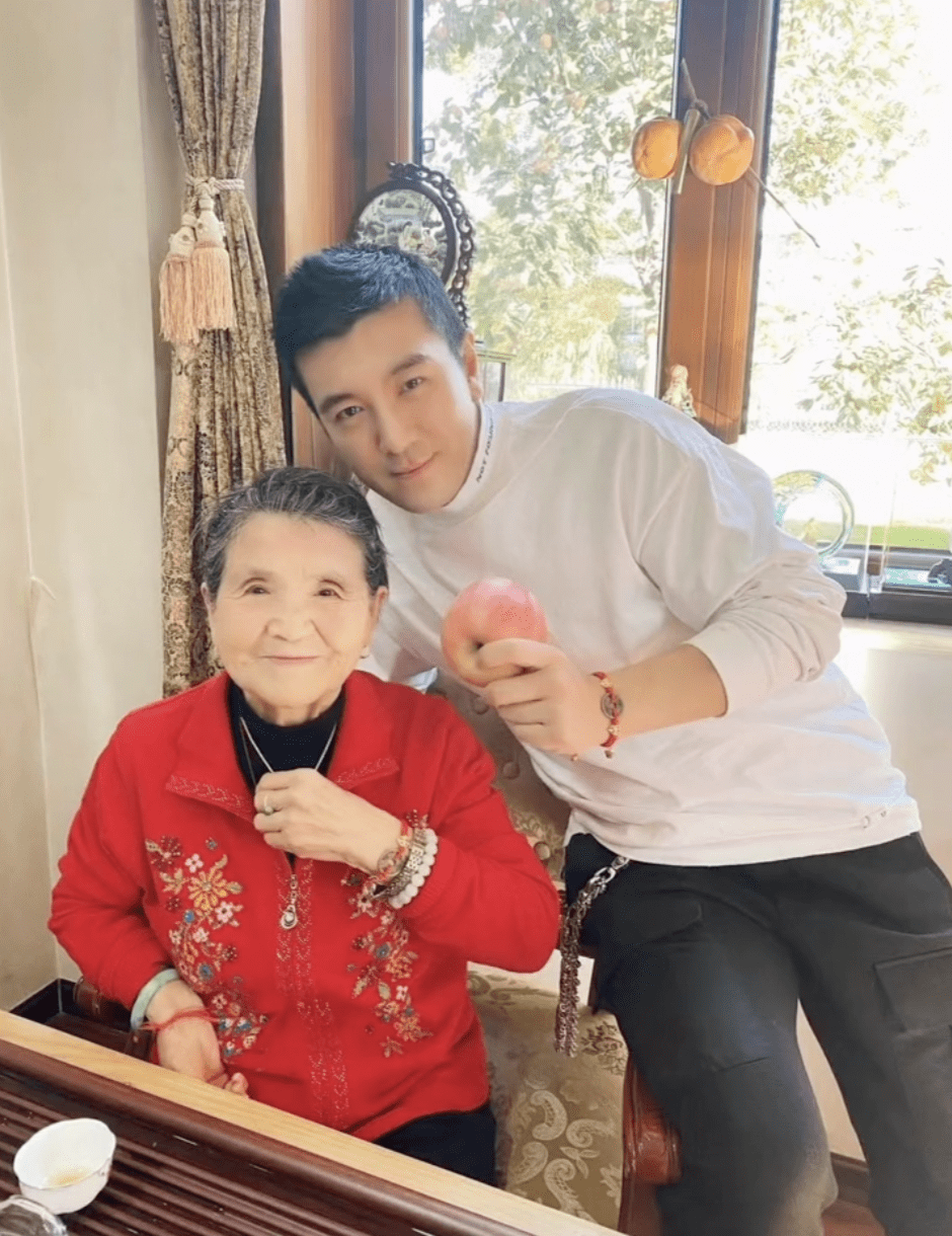 杨子为87岁母亲庆生,晒祖孙三代合影,老人气质优雅精神矍铄
