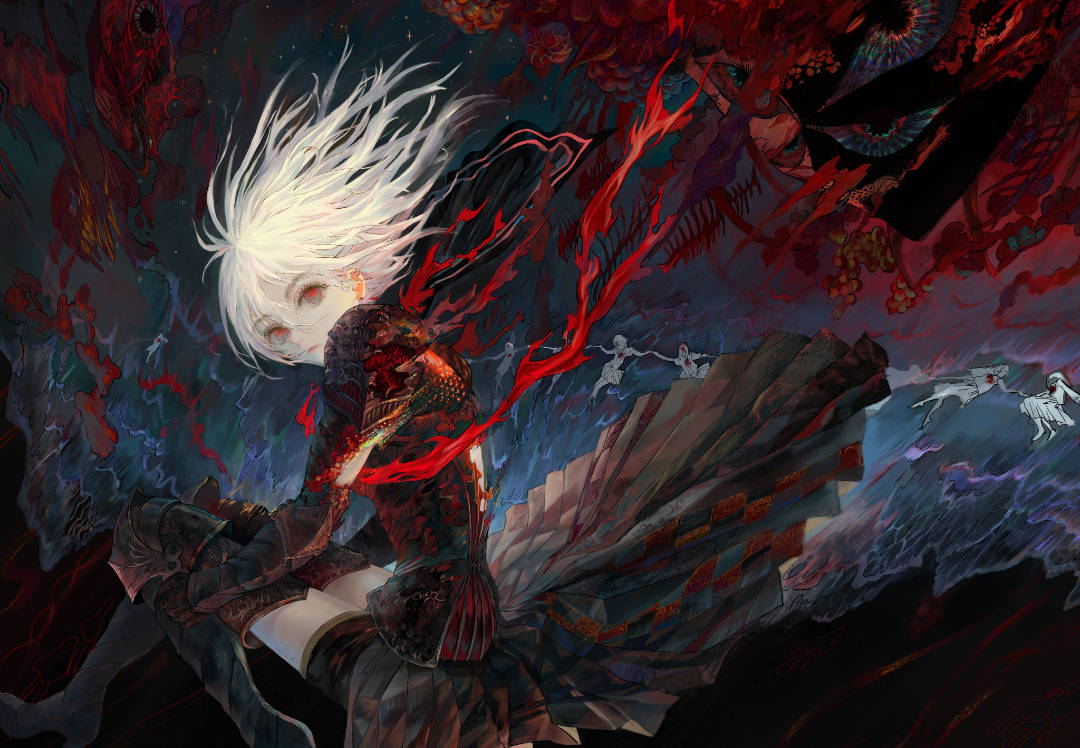 幻想 平涂风格的幻想系人物插画,每一幅作品都似乎在讲故事