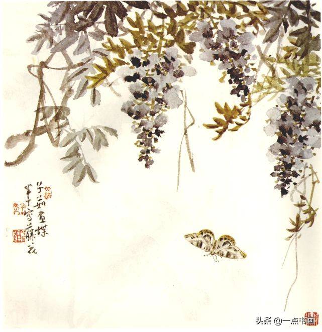 陈半丁 （款） 花鳥 扇面 鏡心 模写 古画 中国 絵画-