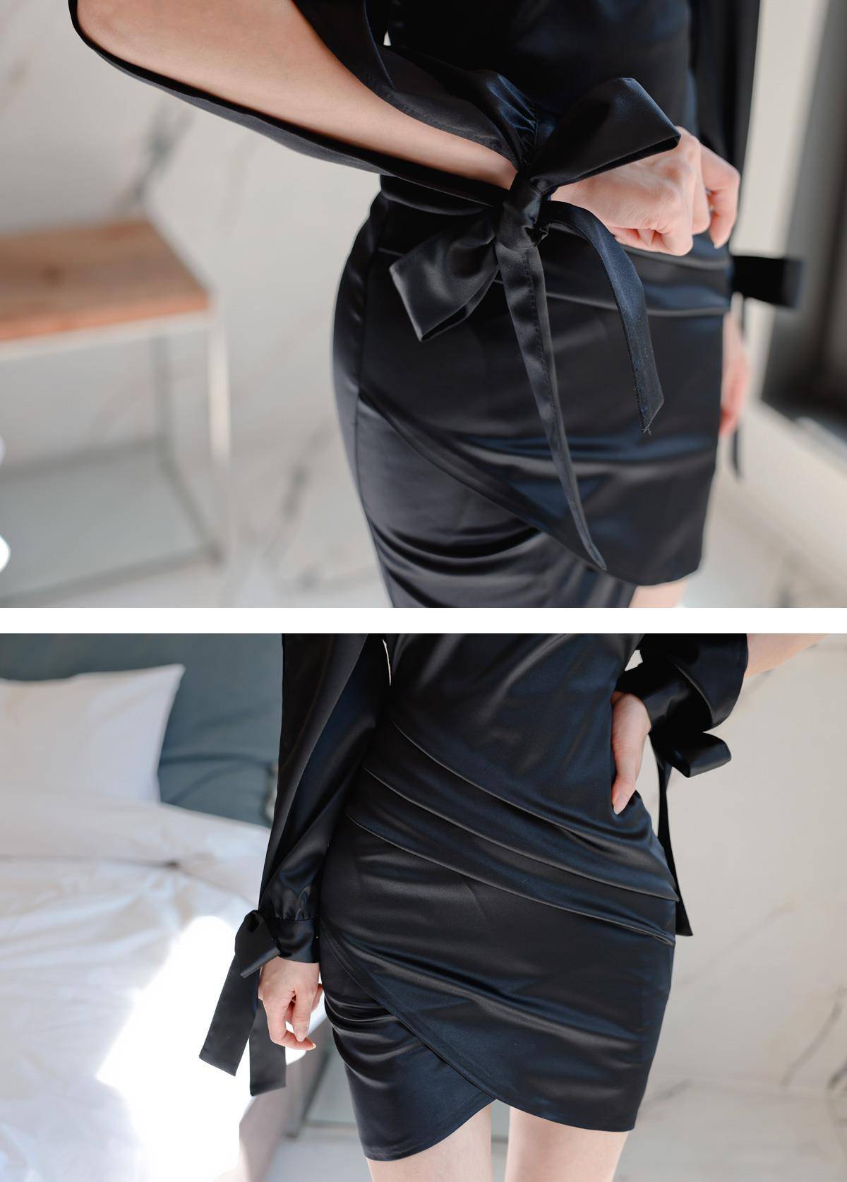 流线 极简设计的一字肩连衣裙，流线剪裁勾勒出身材曲线