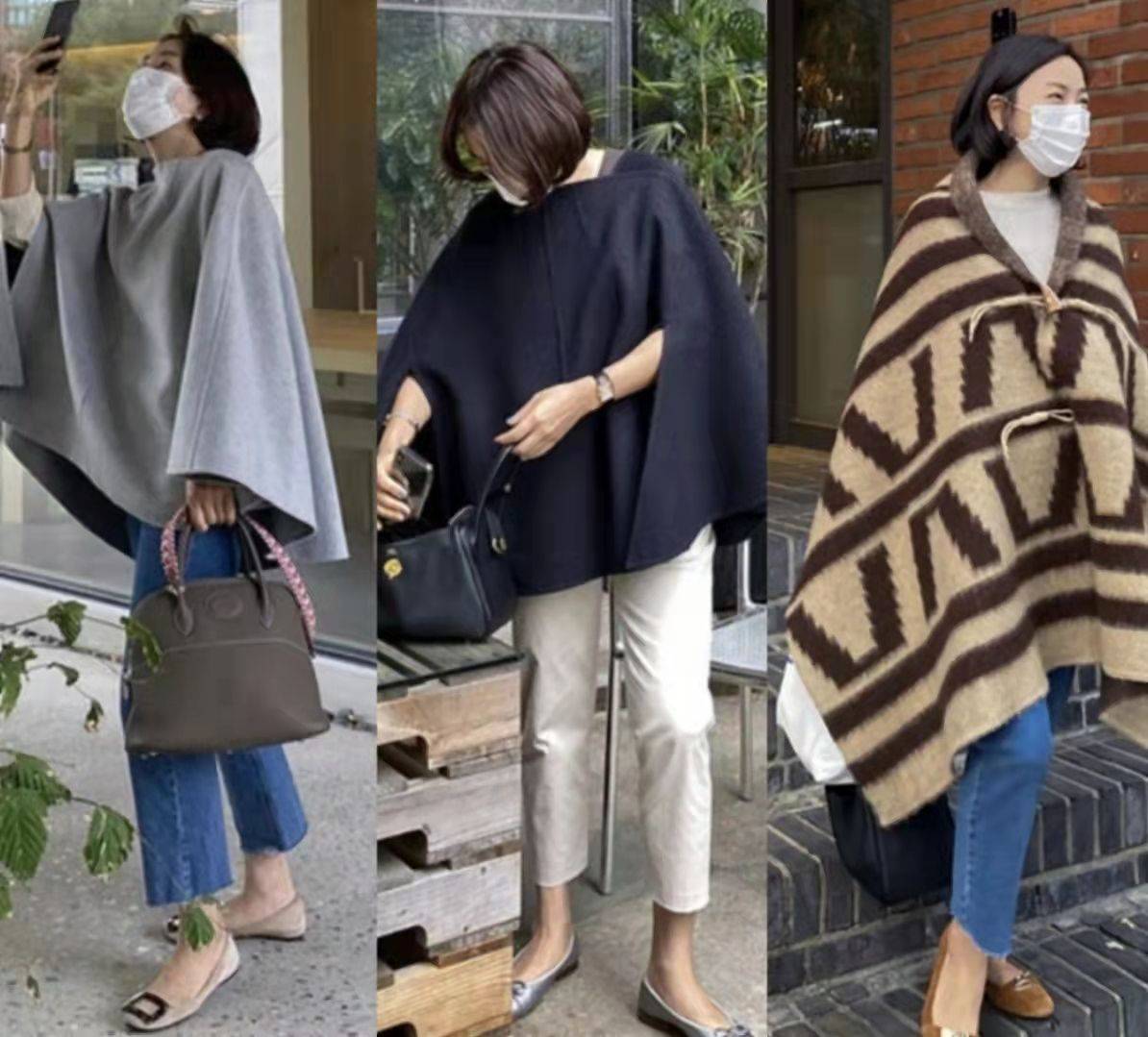 大衣 “斗篷式外套+平底鞋”，才是50岁冬季最佳搭配，舒适高级又气质