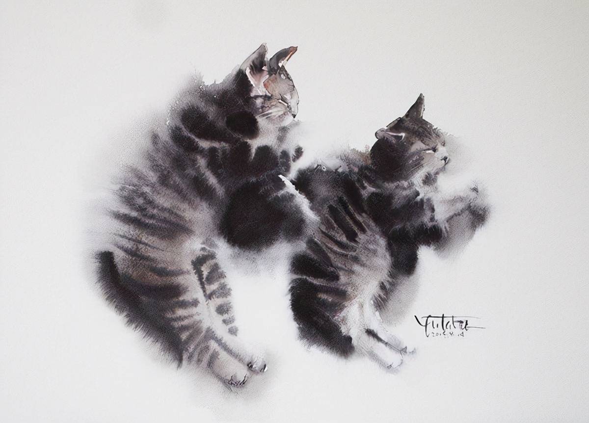 村上豊，最会用水彩画猫的男人，这神态太传神了_搜狐网