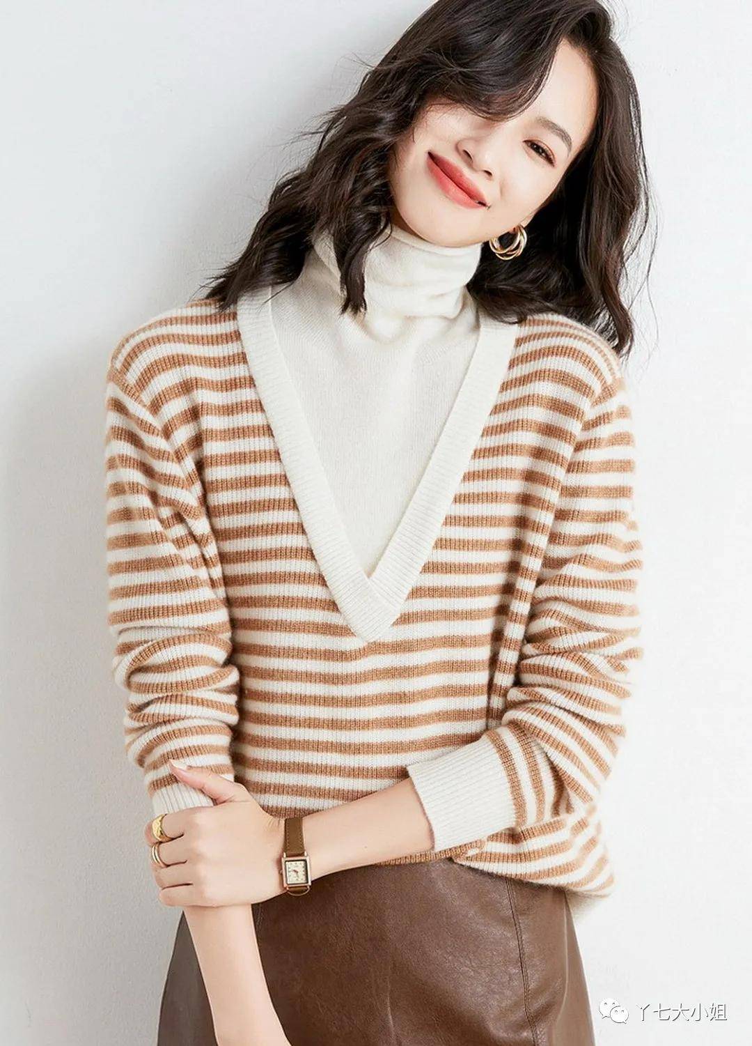 毛衣 一件烟管领毛衣=秋冬最有气质的万能内搭