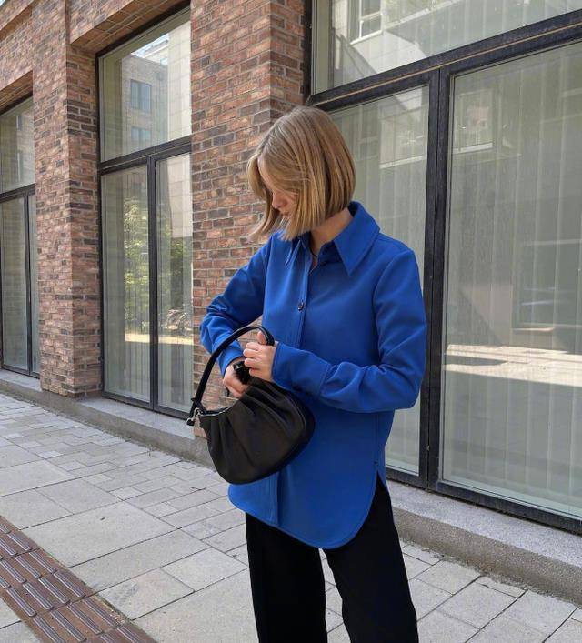 蓝色 丹麦博主Katrine Berner舒服穿搭 简约利落的中性风格太有范了!