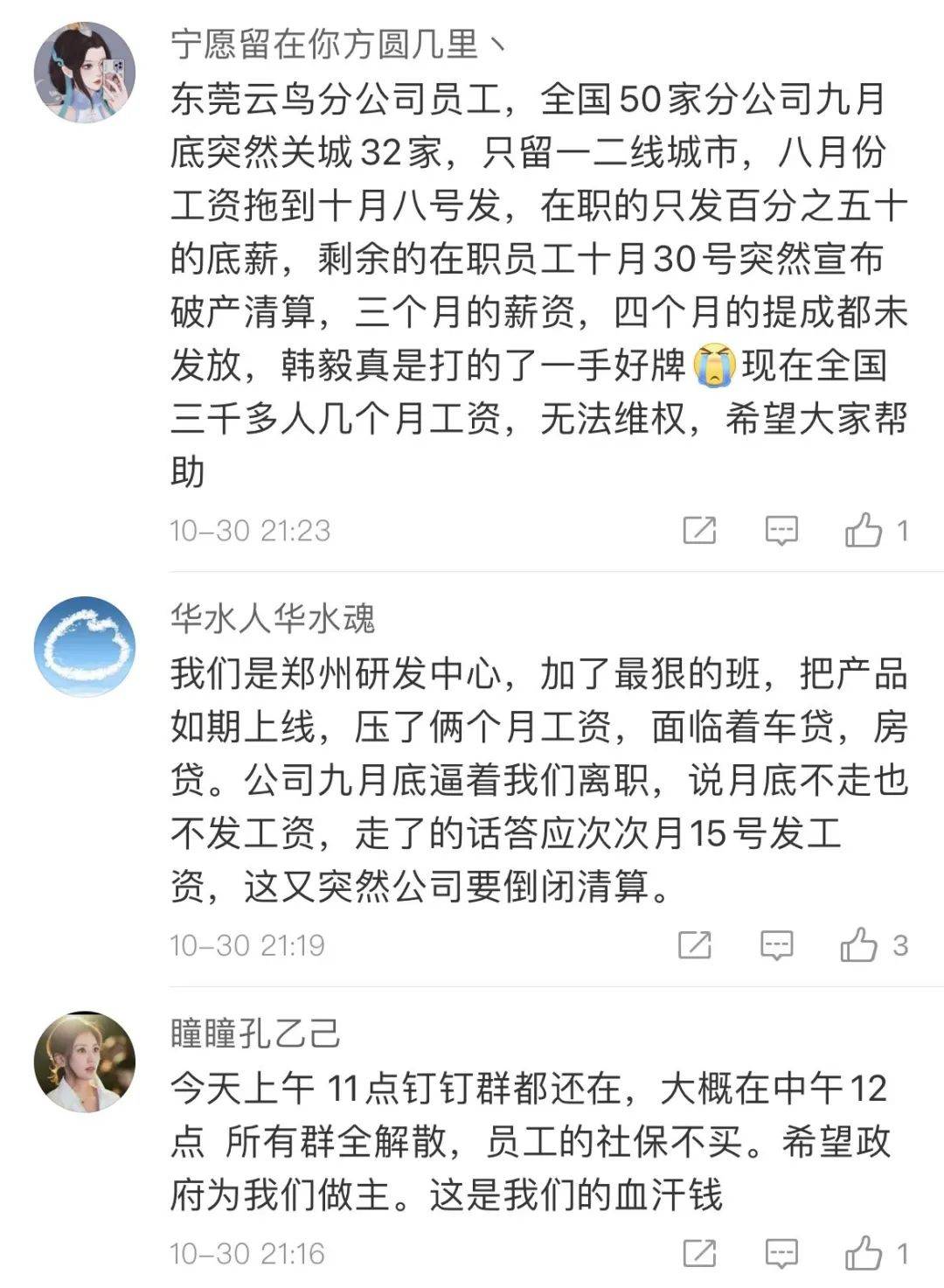 云鸟科技官微及员工声讨CEO拖欠工资、强迫集资(图7) 云鸟科技官微及员工声讨CEO拖欠工资、强迫集资(图7)