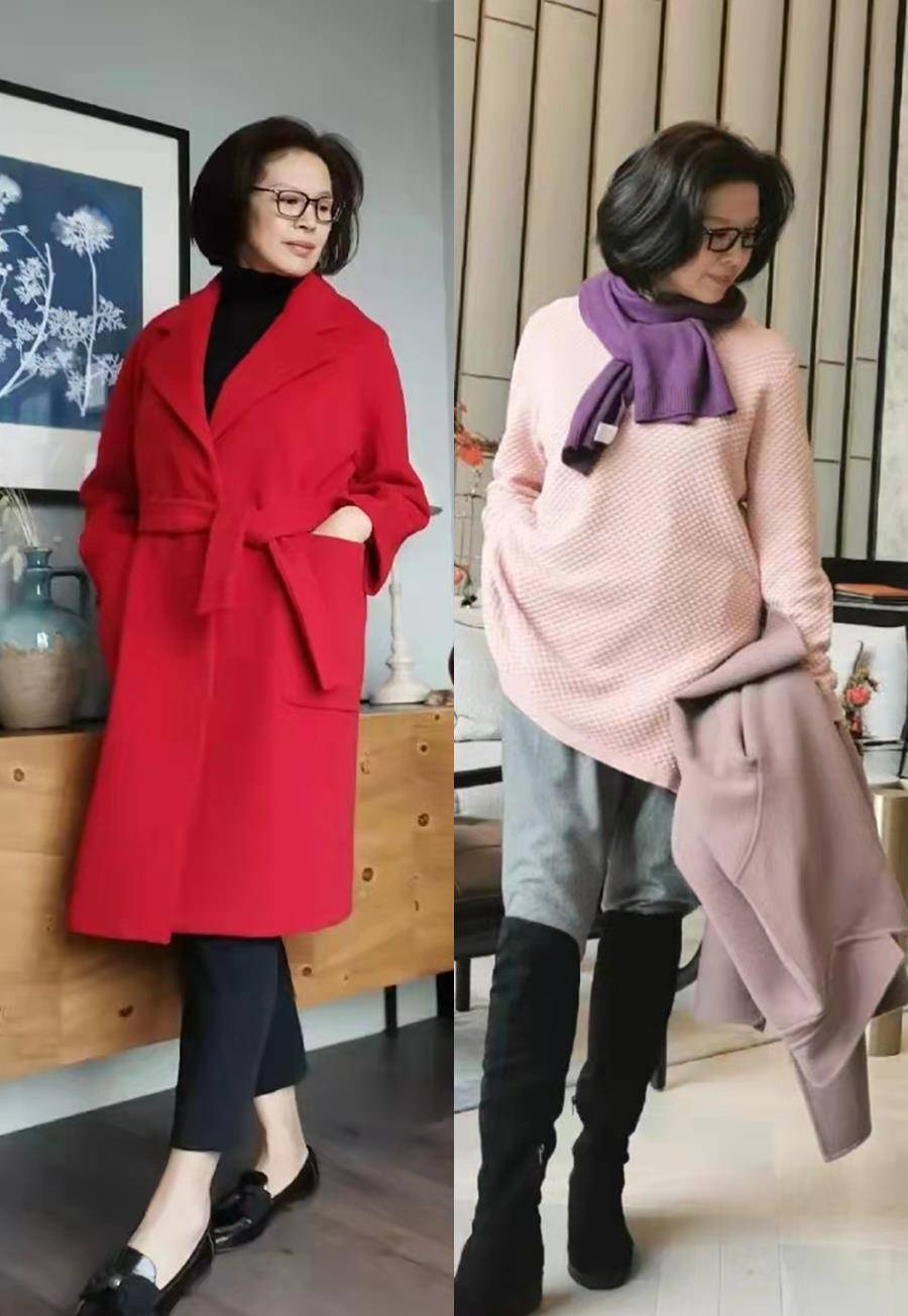 黑色 “呢大衣、小脚裤”才是五六十岁女人应有的秋季打扮,优雅太气质