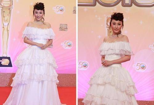 美眉 刘心悠发型挺复古，但穿的“蛋糕裙”倒是挺甜美，风格真有点不搭