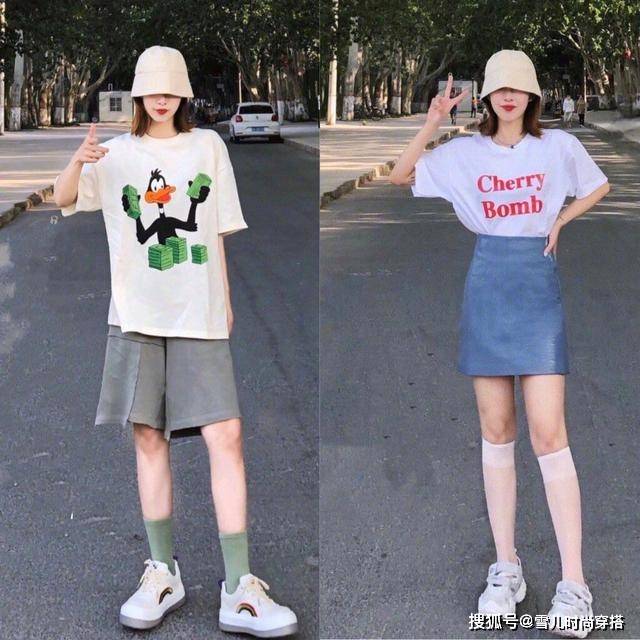 黑色 简简单单的T恤搭出点不一样，元气有活力！展现夏日多变形象