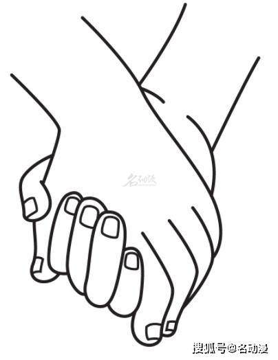 两个人握手简笔画牵手图片