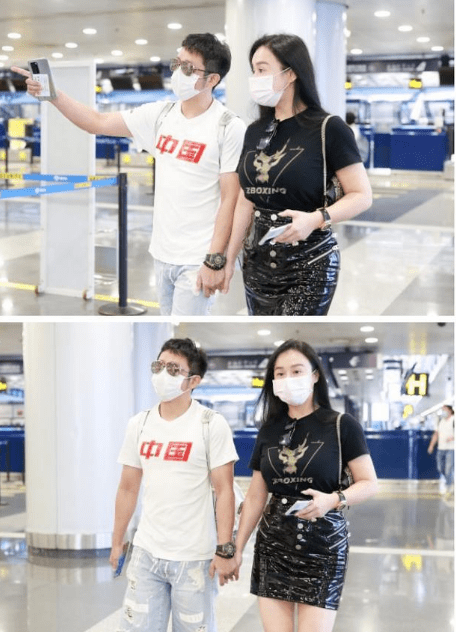 黑色 冉莹颖身材穿黑衣也遮不住，标准的“欧美”身材，走在机场好抢镜