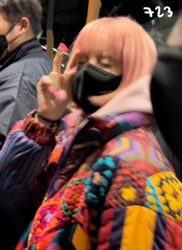 网友Lisa粉发素颜照曝光，彩色羽绒服轻松驾驭，生图颜值也好能打