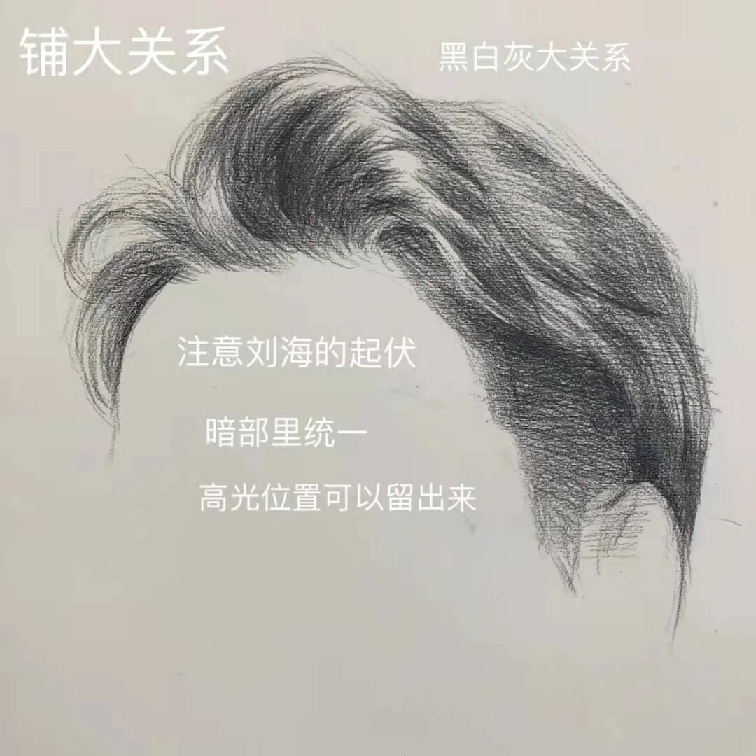 头像素描头像头发怎么画？广州画室分享这三个绘画技巧！