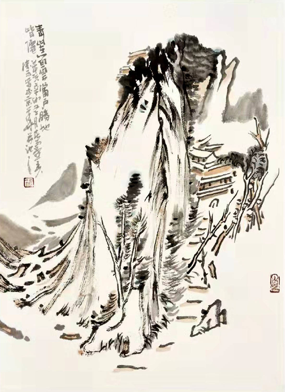 「作品欣赏」水墨逸情,山水清逸,画家高胜雨作品欣赏_峭峰