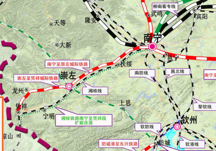 南宁到崇左高铁线路图图片