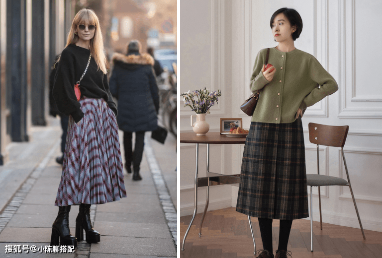 质感 50+女人爱穿的长裙,和毛衣搭配起来最温柔!记住这3点优雅显贵