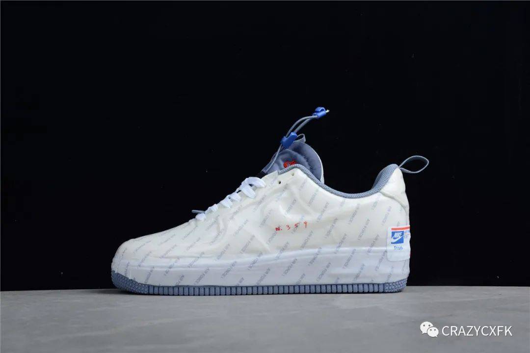 海绵 耐克空军一号 Nike Air Force 1 Experimental 白蓝弹幕低帮机能风运动鞋