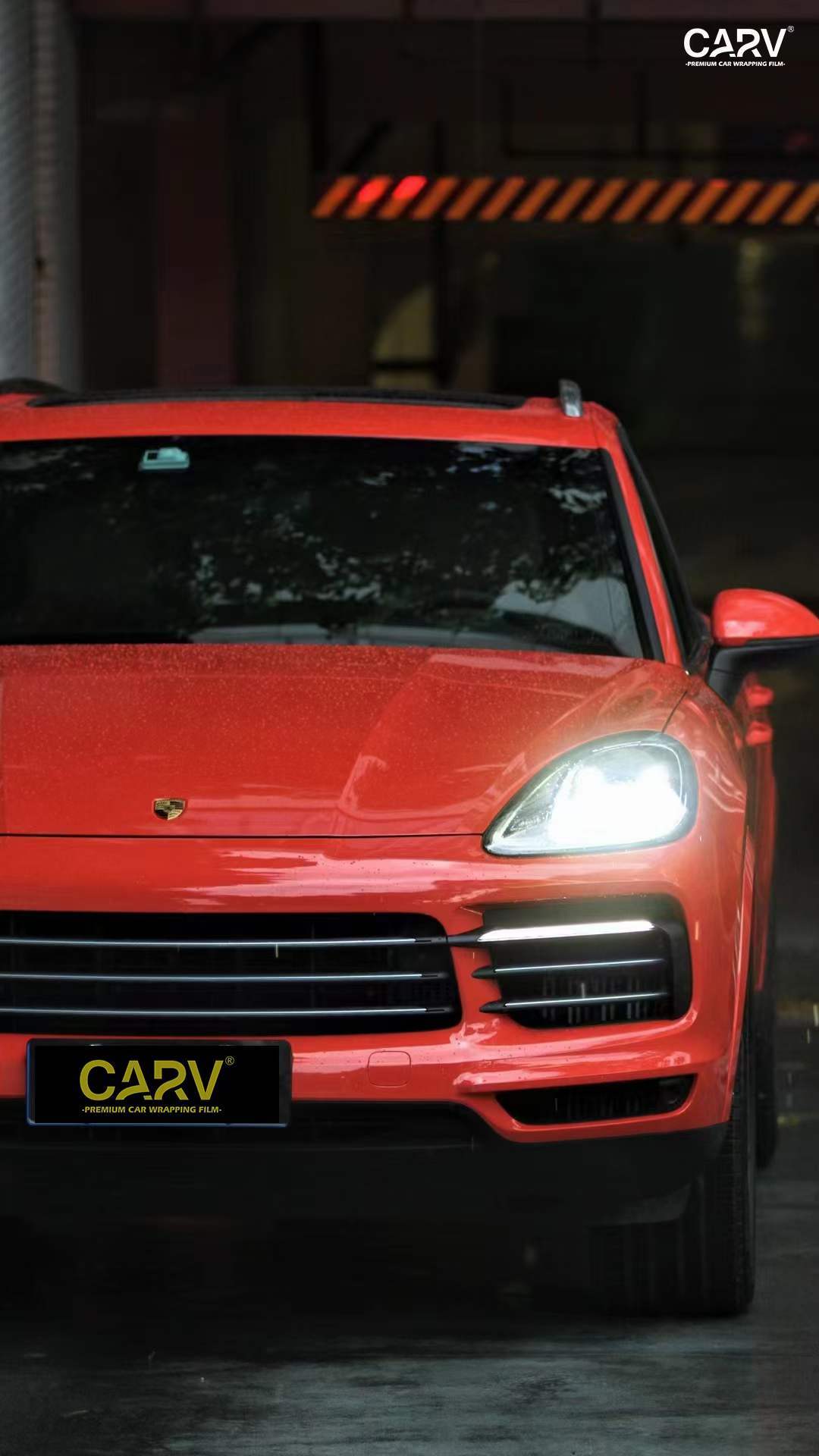 保时捷卡宴卡孚改色膜pet水晶熔岩橙