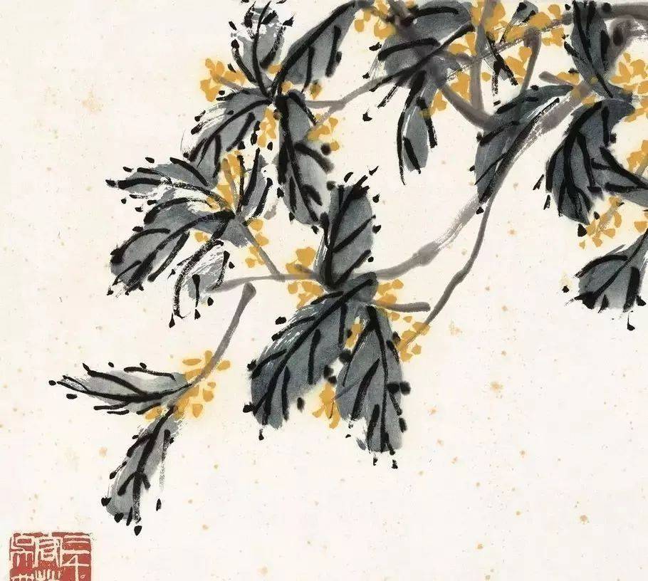 齐白石所绘桂花吴昌硕所绘桂树于非闇所绘桂树