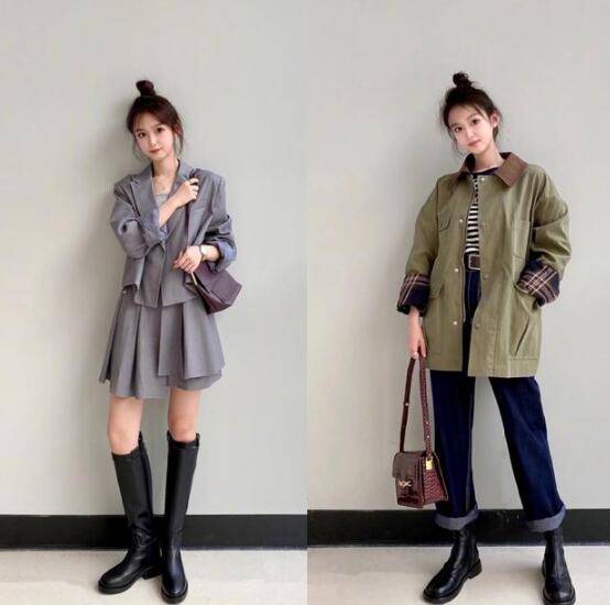 显高 时尚休闲外套+高腰裤