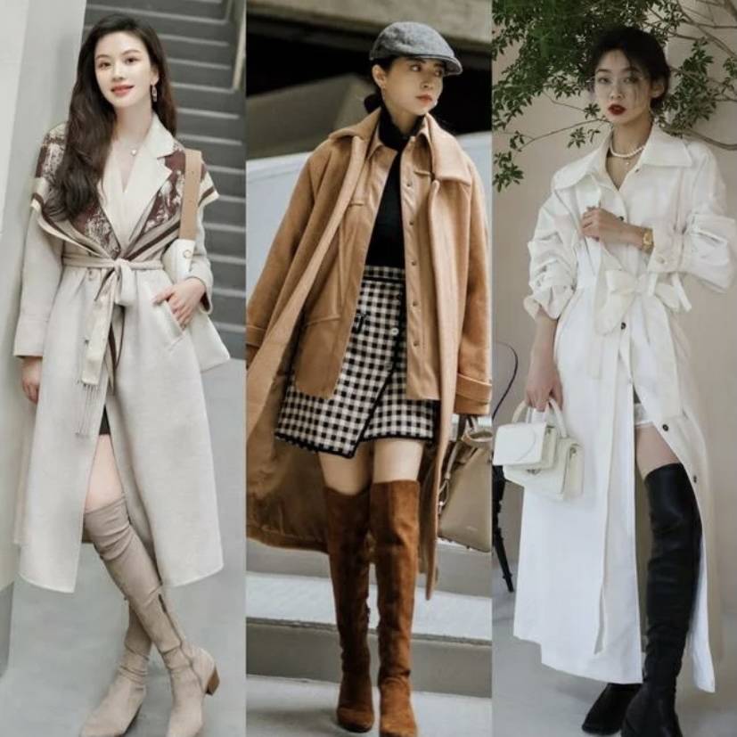 整体 “大衣+靴子”,适合成熟女性的高级优雅风格,谁穿谁美