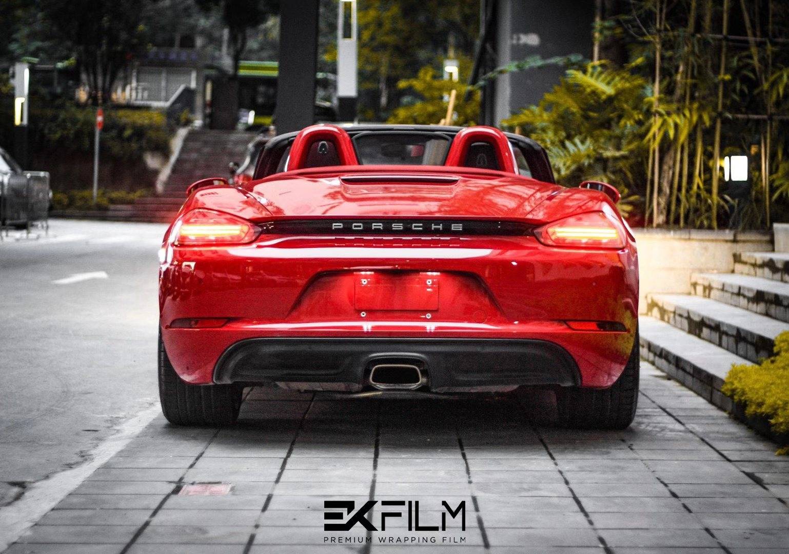 ek改色膜保时捷718水晶胭脂红