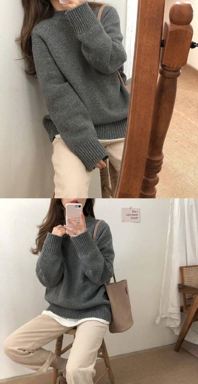颜色 小个子女生的秋冬甜美穿搭，棉花糖毛衣配毛呢裙，慵懒温暖又日常