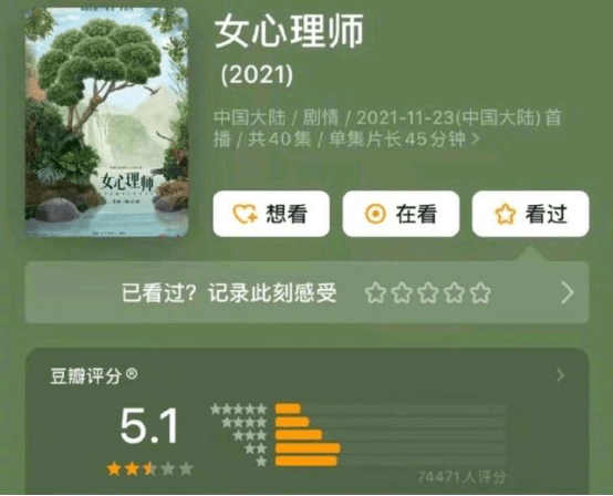 分数|评分5.1和8.9，两极分化太严重，《女心理师》到底好不好看