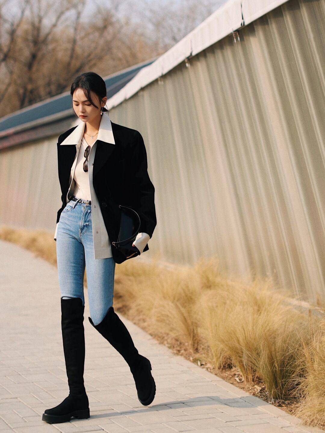 皮质 冬季赶时髦就穿“长筒靴”，优雅时尚又实用，配裤子裙子都好看