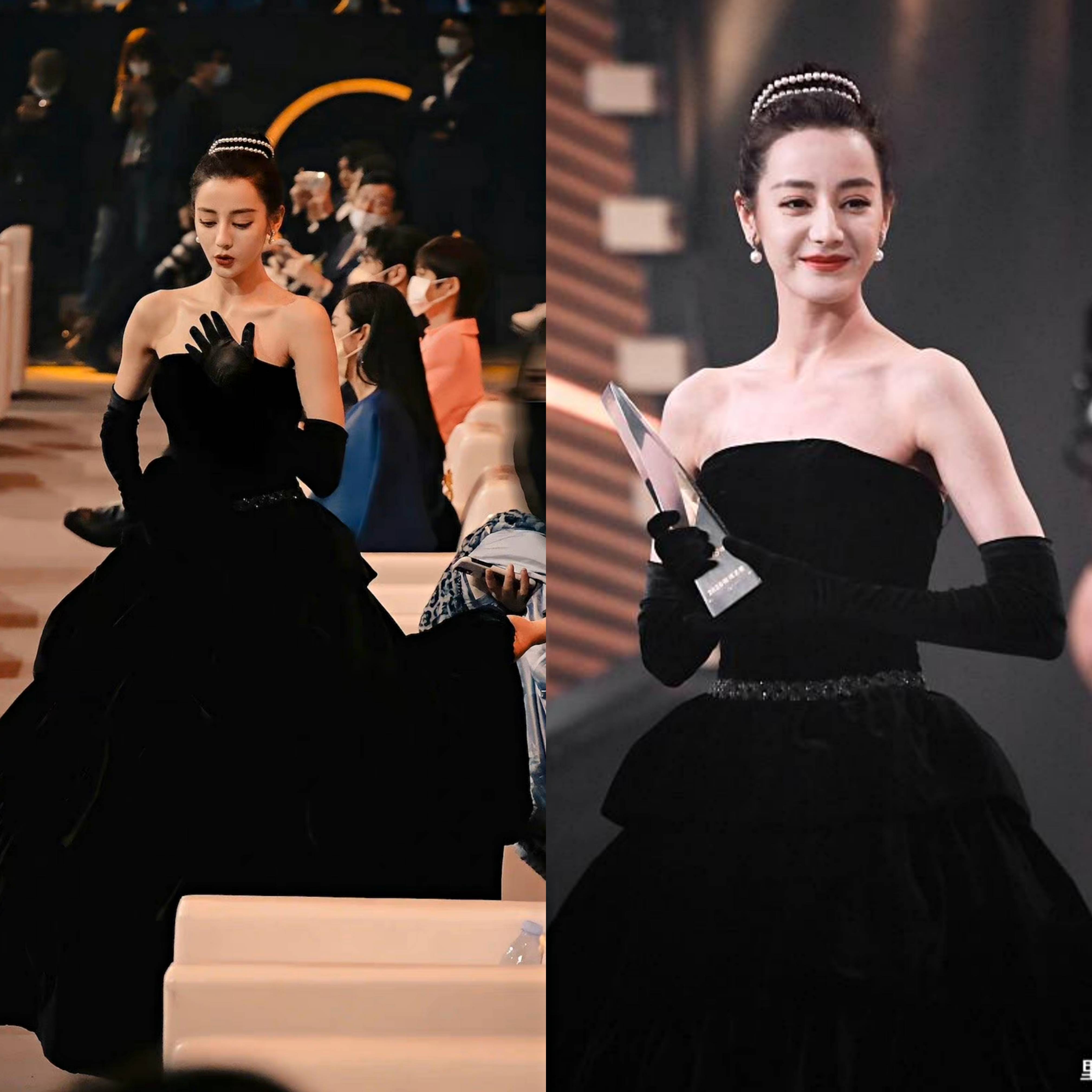 说起国内红毯赫本风的正确示范,非热巴莫属,这身大体量的小黑裙搭配高