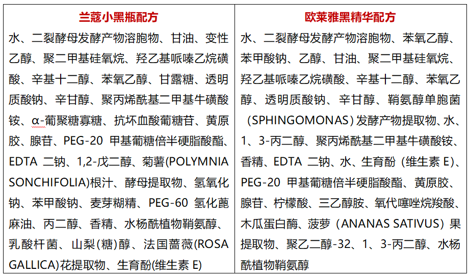 欧莱雅黑精华成分表图片