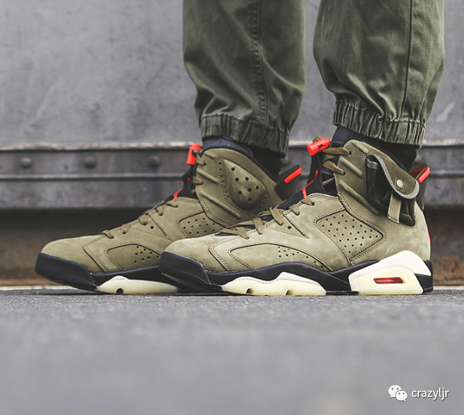 细节 AJ6高帮实战篮球鞋：Air Jordan 6 x TS联名 AJ6 军绿夜光 鬼脸 CN1084-200