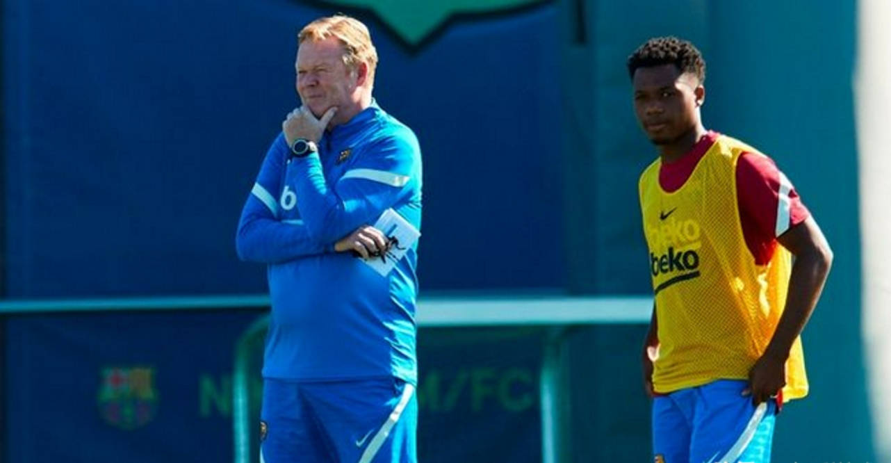 梅西只有一个,科曼临下课还在叮嘱,足见他对巴萨的热爱_法蒂_拉波尔塔