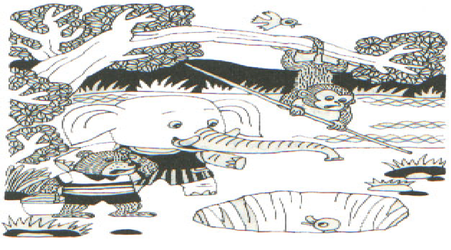 【创意作文优秀作品展示】王禹淇的看图写话——小鸭子得救了(1)_大象