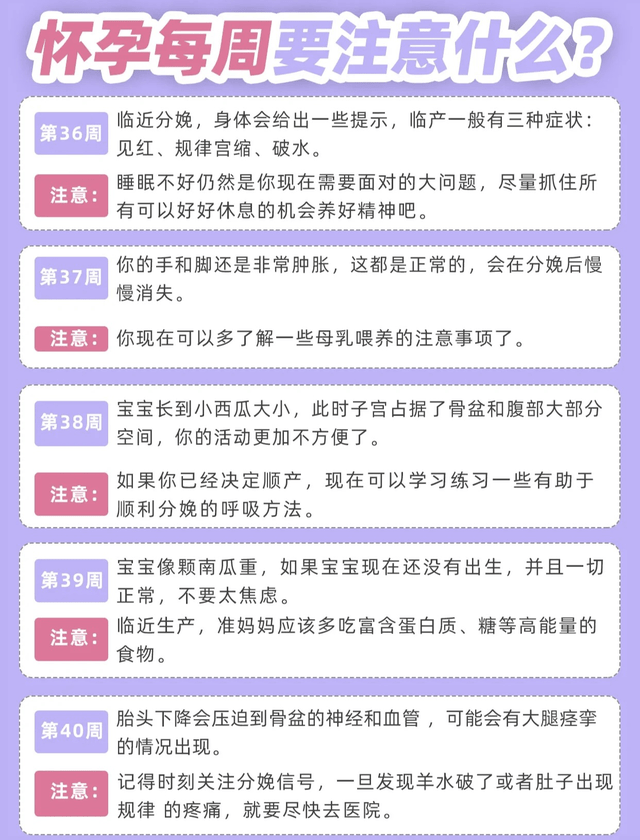 饮食|怀孕后1～40周的胎儿情况、身体变化和注意事项，孕妈对照自查