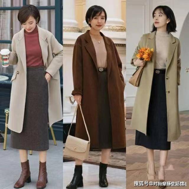 显高 建议:大衣下面不一定配裤子,今年流行这样穿,显高又时髦,真美