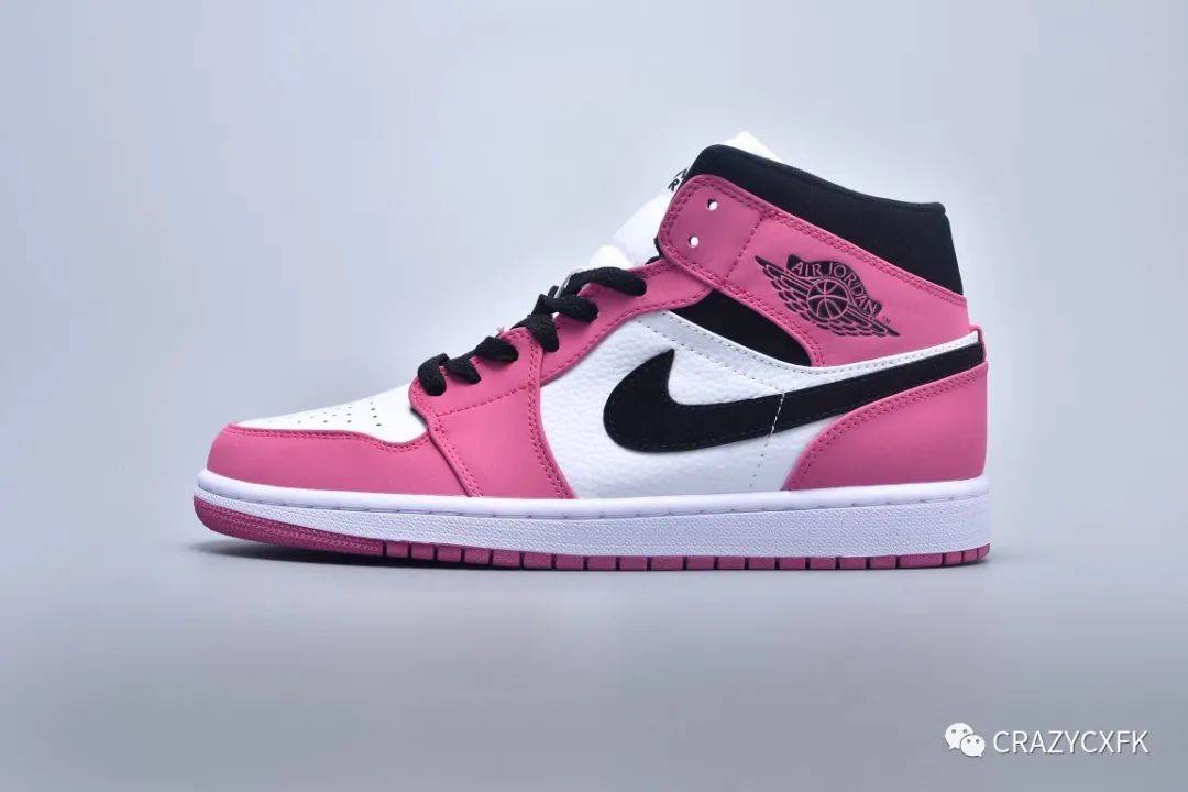 乔丹air jordan 1 mid berry 浆果粉中帮篮球鞋_swoosh_粉色_皮革